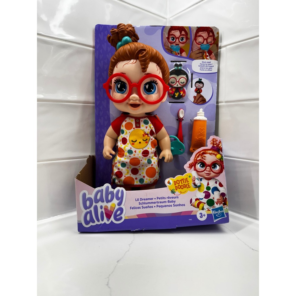 Baby Alive Lil Dreamer Dottie Doodle Doll with Bedtime Accessories F9965 Hasbro